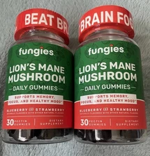 2 Fungies Lion’s Mane Mushroom Daily Gummies 30 Count *Blueberry And Strawberry*