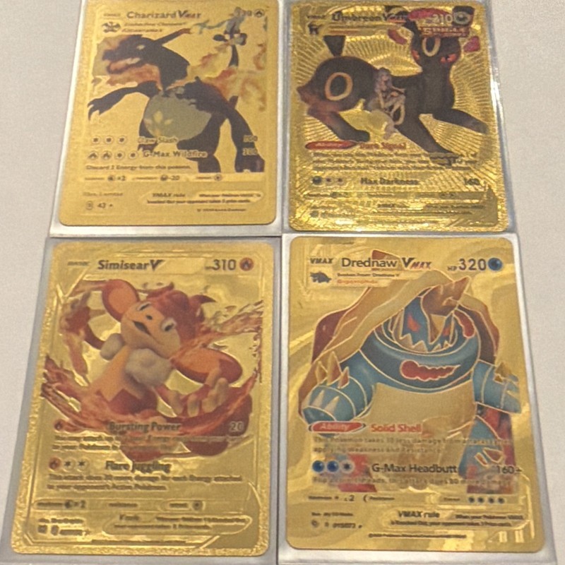 Pokémon TCG Gold Foil Holo Full Art 4-Card Lot Charizard VMAX Umbreon VMAX EN
