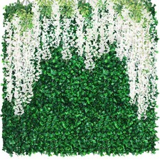 54 Pack Greenery Backdrop with Flowers Include 18 Pcs 16" x 24" Grass Wall Pa...