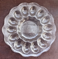 Glas Eierplatte Eierteller Servierplatte Glasteller für 14 halbe Eier D. 30,5 cm