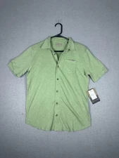 Weatherproof Vintage Shirt Mens Large Sage Green Button Up Short Sleeve Pocket
