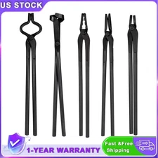 Blacksmith Tongs Tools Set For Knife Making Flat Square Bolt Blade Wolf Jaw tong