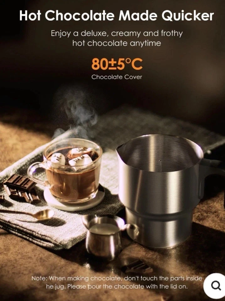 Espumador de leche automático Miroco MI-MF005 4 en 1 acero inoxidable plata 16,9 oz Foto 4 de 4