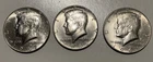 40% Silver 3 Kennedy Half Dollars Business Strike 1967, 1968, 1969