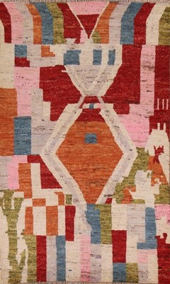 Abstract Moroccan Room Size Rug 6x9 Berber Wool Hand-made All-Over Oriental Rug