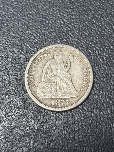 1875 S Below Bow Seated Liberty Dime VF