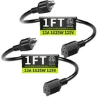 Seeklyze 16/3 Black Extension Cord 1FT 2Pack Indoor, Short Extension Cord