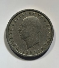 1959 Greece 2 Drachmai Greek Coin World Coin Copper Nickel KM#82