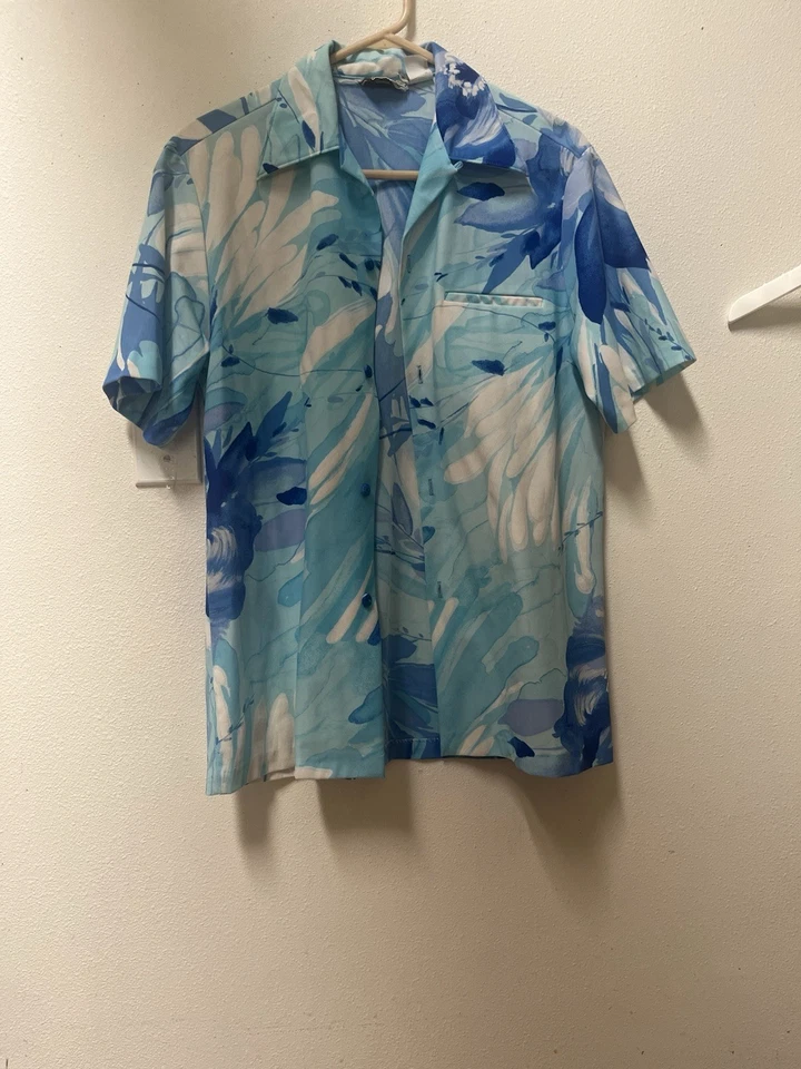 Flores pintadas azules Alohoa vintage 60smalehini hawaianos hombres Foto 3 de 4