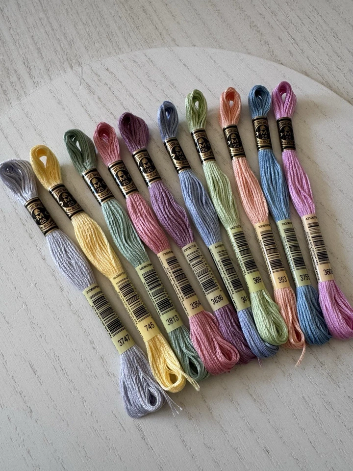 DMC Cotton Embroidery Floss Thread~Lot of 10 Skeins~Rainbow/Pastel Color Set - Image 4 of 4