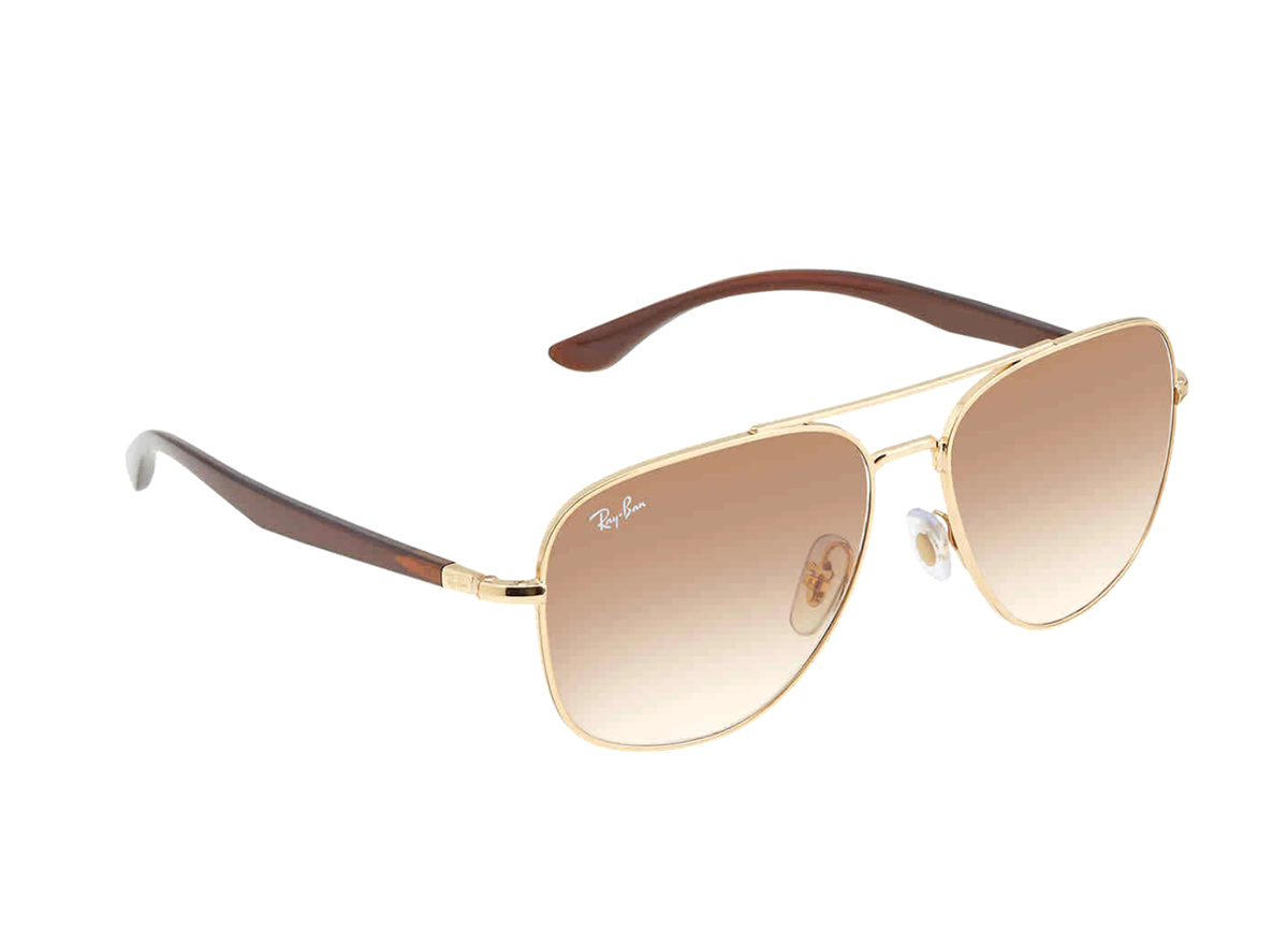 New RAY-BAN Sunglasses RB 3683 001/51 56-19 135 Gold Frame Brown