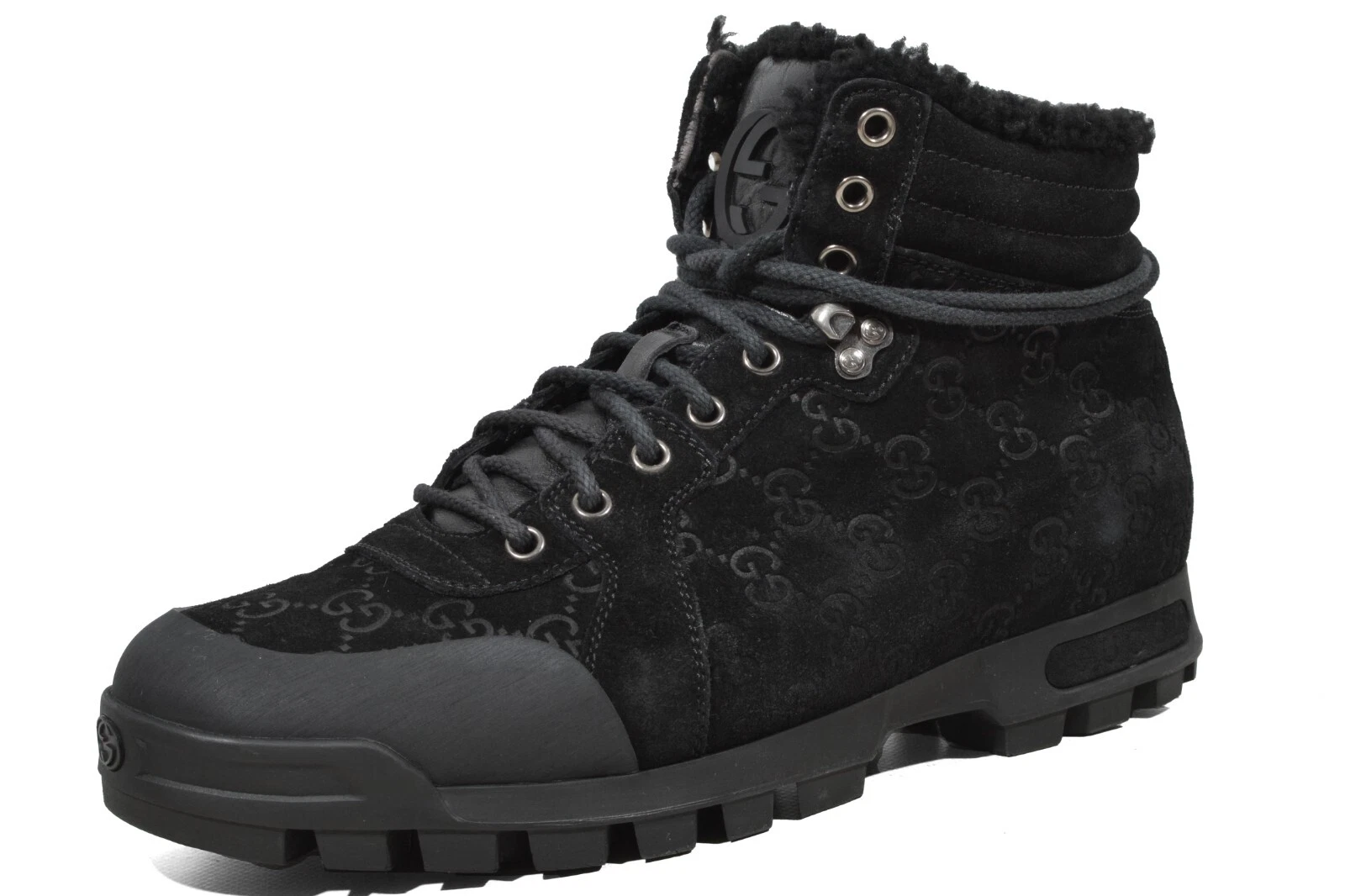 Bottes GUCCI randonnée combat Shearling Italie UK8,5G / US9 chaussures hommes authentiques