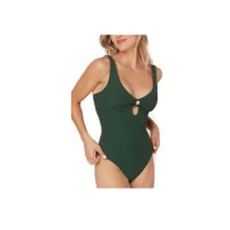 ANDIE Swimsuit Women Tall L LT The DALIA One Piece Textured Green #A0474 NEW NWT-image