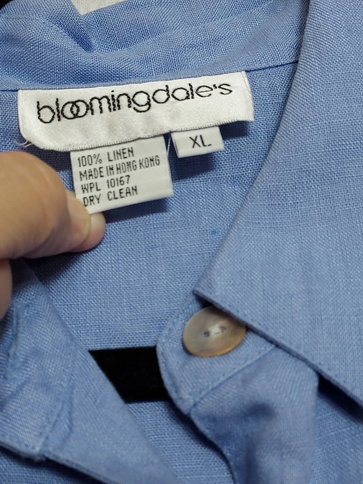 Blusa Camisa Vintage Bloomingdale’s 100% Lino Mujer Talla XL Abotonada Lagenlook Foto 3 de 4
