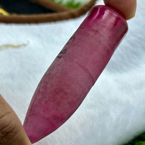 LAB CREATED 45.87 GRAM EXCELLENT RUBY #4 ROUGH CORUNDUM (Half Boule) GEMSTONE - Picture 3 of 4