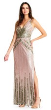 Aidan Mattox Blush Sleeveless Sequin Column Dress with V-neck 14  495