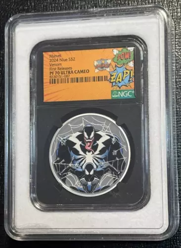2024 NIUE NGC PF70UC MARVEL VENOM COLORIZED .999 -1 OZ SILVER-99 COMIC LABELS