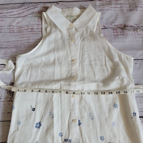 Spartina 449 Emeline Oyster Factory Flower Fields Sleeveless Midi Shirt Dress S - Picture 9 of 9