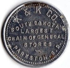 PARKSTON SOUTH DAKOTA K & K GENERAL STORES MERCHANT GOOD FOR TRADE TOKEN