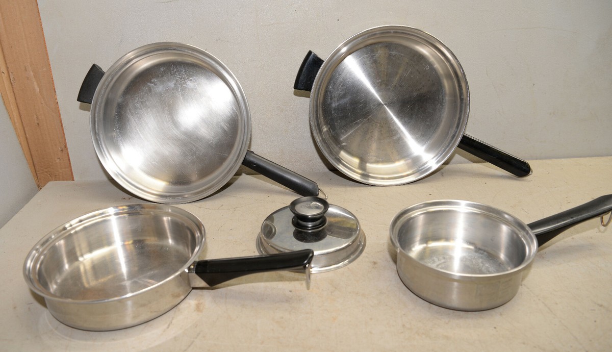 Amway Queen 3段式蒸し器 18/8ステンレス製 Amway Queen 18/8 Multi-Ply Stainless Steel Cookware 3 Pans 2