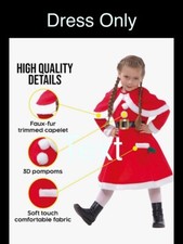 Morph Santa Costume Girls Medium Mrs. Claus Christmas Red Dress w/ a Pocket