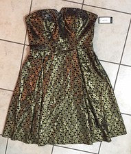 NINE  WEST NWT MSRP$99 Strapless Metallic Gold Abstract Print Dress 10