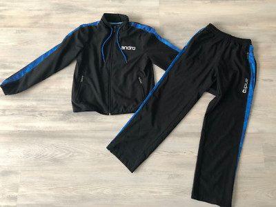 andro Sportanzug Lennox Gr. 3XS Jungen Tischtennis schwarz blau XXXS