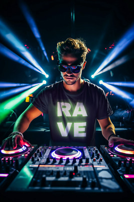 Glow in the Dark Rave in Dunkel leuchtendes Shirt Rave Festival DJ Musik 2