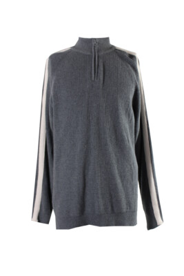 American Rag Grau Farbe Blockmuster 1/4-Zip Pullover L