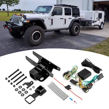 Fit Jeep Wrangler JL 2018-2019 2020 21 22 23 24 25 (Trailer Tow Hitch + Wiring) 