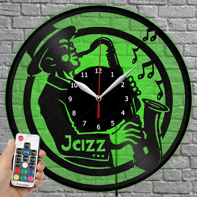 LED Clock Jazz Vinyl Record Wall Clock Led Light WallClock 4571