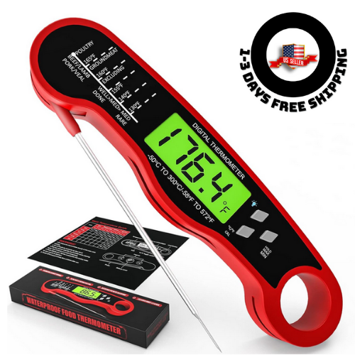 Meat Thermometer Digital - Fast Instant Read Food Thermometer for Cooking - Red-image