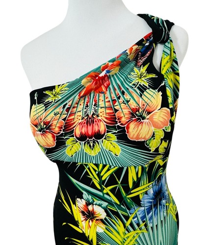 Maxi abito donna Cache taglia M spalla hawaiana floreale multicolore tropicale - Foto 8 di 14