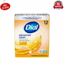 New Dial Antibacterial Deodorant Bar Soap, Advanced Clean, Gold, 12 Bars, 4 oz