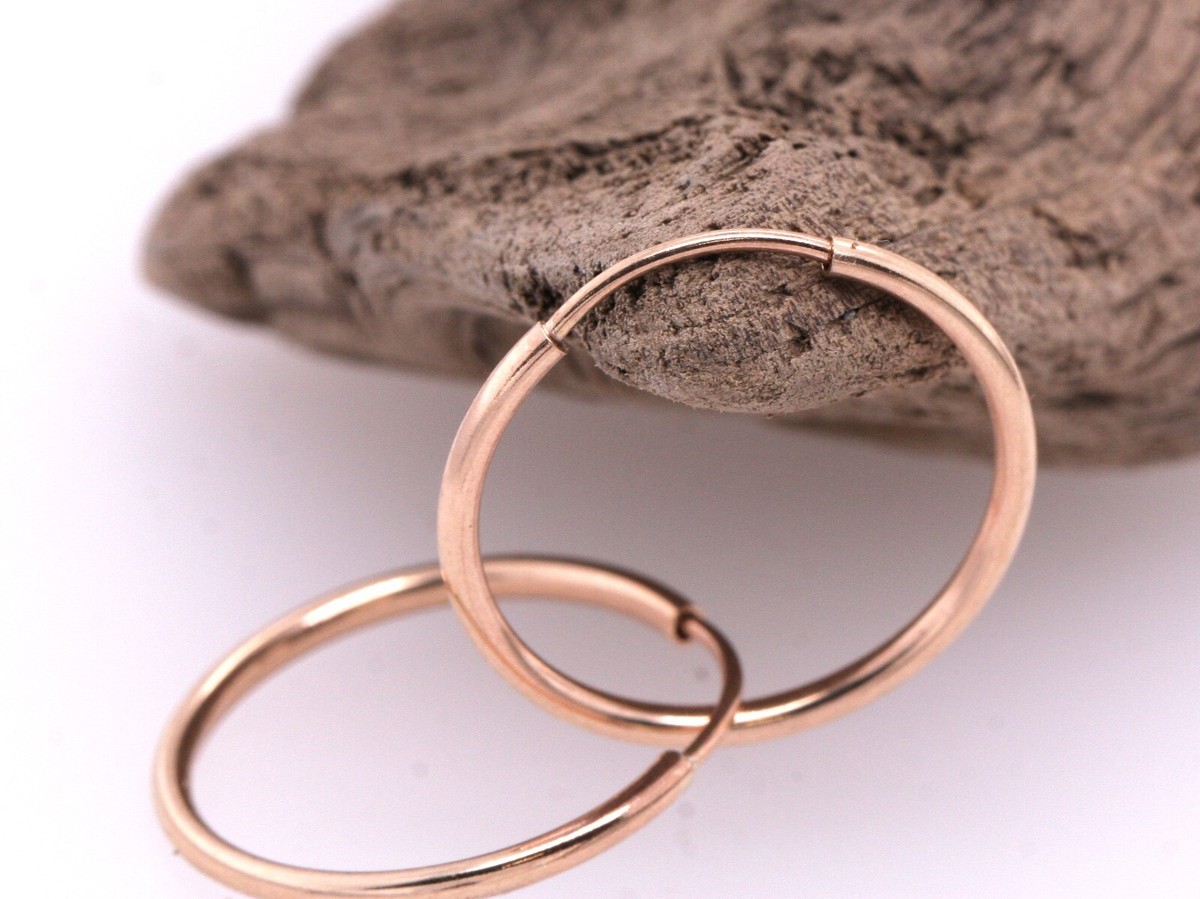 Small Loop 9ct Yellow Gold Hollow Sleeper Hoop Earrings Polished