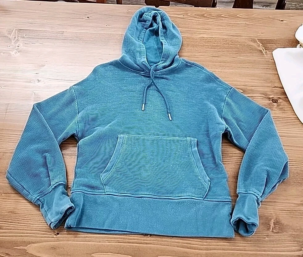 Athleta Hoodie Sweater Women's XS Green Coaster Luxe Waffle Athlesiure Casual
