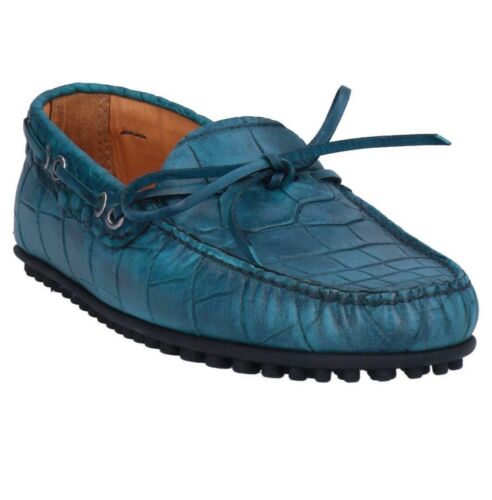Fabi Men's Teal Blue Green Loafer Italy Driving Dots Shoes Moccasins Size US 12