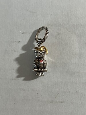 Brighton 3D Graduation Congratulations Wise Owl Charm Diploma Silvertone + Bag