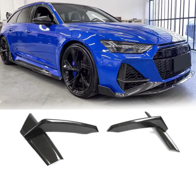Dry Carbon Fiber Front Bumper Air Vent Scoop Trims for Audi RS7 RS6 C8 2020-2024