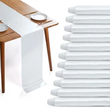 12 Pack White Satin Table Runners, 12 X 108 Inches Silky Long Table Runner Decor