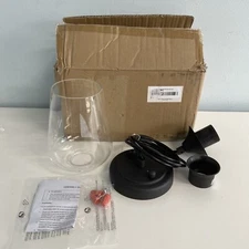 5 in. W x 6 in. H 1-Light Matt Black Pendant with Clear Glass Shade NEW/OPEN Box