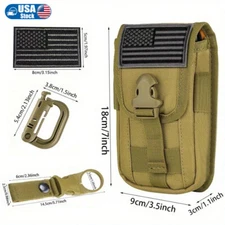 Tactical Molle Pouch Phone Holster Waist Bag with US Flag Patch 4.7-6.7 Phone