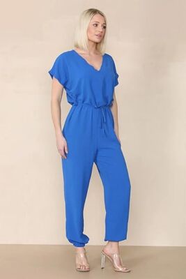 Womens Tie Belted Waist Parachute Wide Leg Jumpsuit Ladies V Neck Harem  Playsuit UK