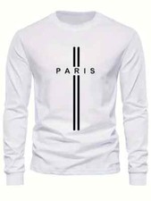 Spring And Autumn PARIS Letter Print Men's T-shirt Casual Comfortable Shirts Top