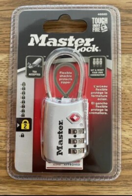 Master Lock Cable Combination Lock 4688D in Silver NEW TSA