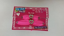 Girls Set Of 2 Pink Ribbon Bracelet With Crystal Heart By My Doll N Me
