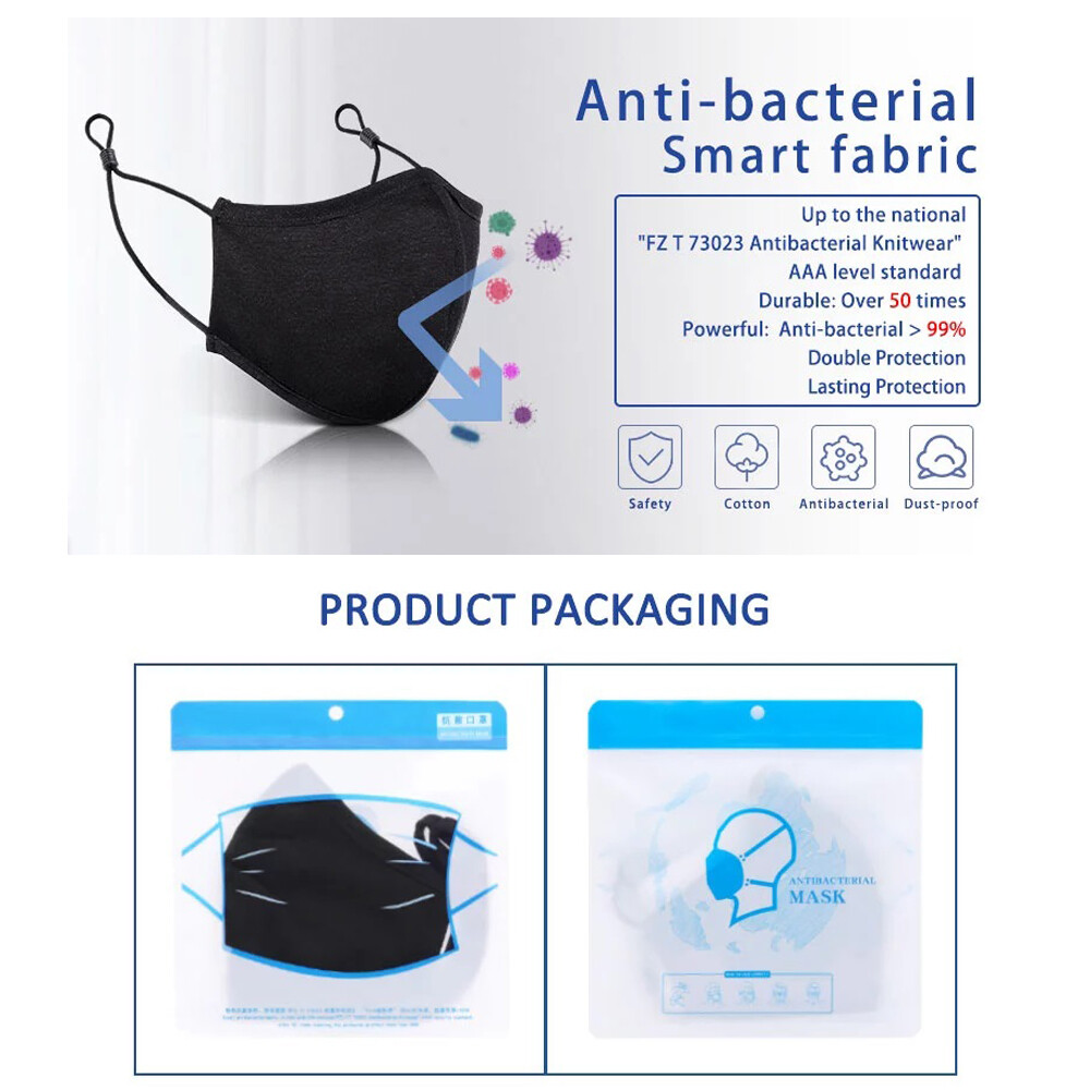 Maske Mund Nasen Schutz lagig Baumwolle Antibakteriell Silber