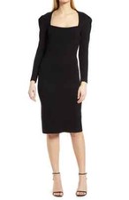 Eliza J Black Long Sleeve Body-Con Dress Size Large $138