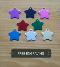FREE ENGRAVING (PERSONALIZED) Aluminum Star (Pet) Collar Tag Charm