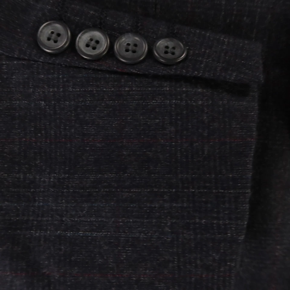 VINTAGE Prince of Wales Check Jacket S Gray Glen Plaid 100% Wool Blazer 38R - Image 4 of 4